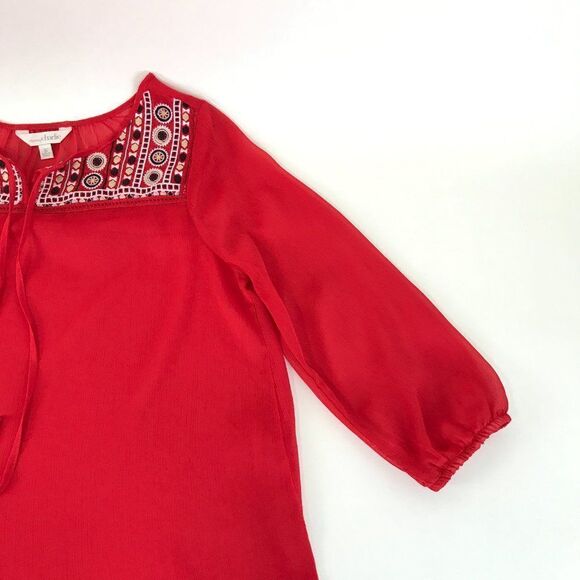 Charming Charlie Sheer Popover Top Women's Small Embroidered 3/4 Sleeve Boho - Picture 4 of 10